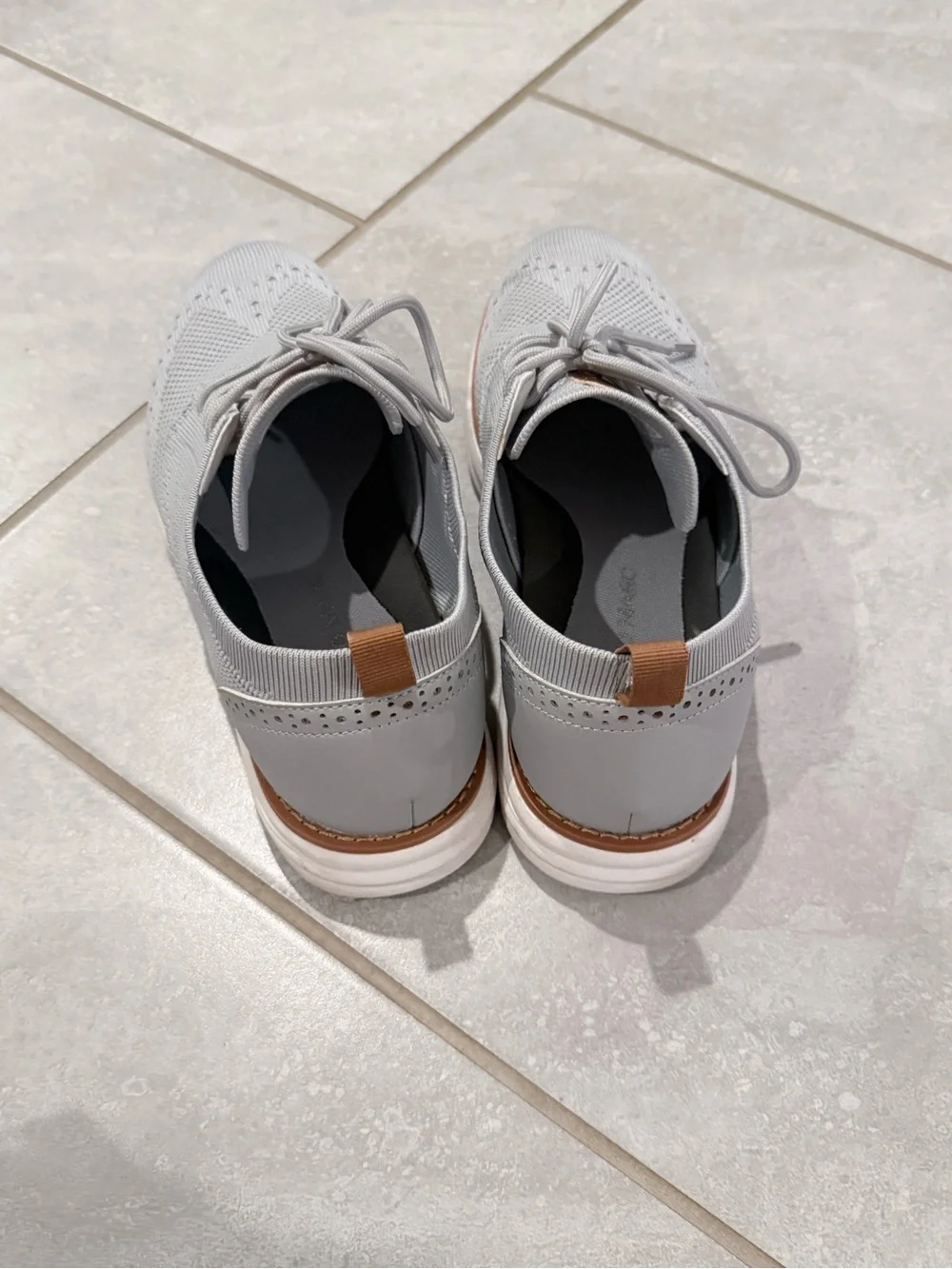 Men's Light Gray Knit Lace-Up Casual Shoes